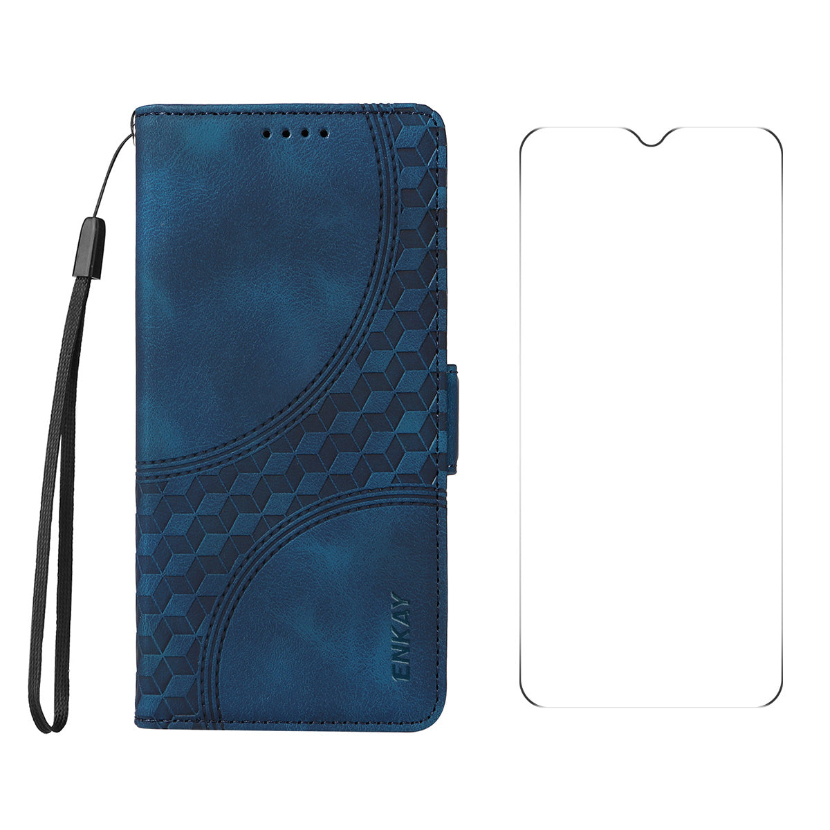 For Samsung Galaxy A06 ENKAY Starry Sky Pattern PU Leather Case Wallet Shockproof Phone Cover with Screen Film - Blue For Samsung Galaxy A06 ENKAY Starry Sky Pattern PU Leather Case Wallet Shockproof Phone Cover with Screen Film - Blue